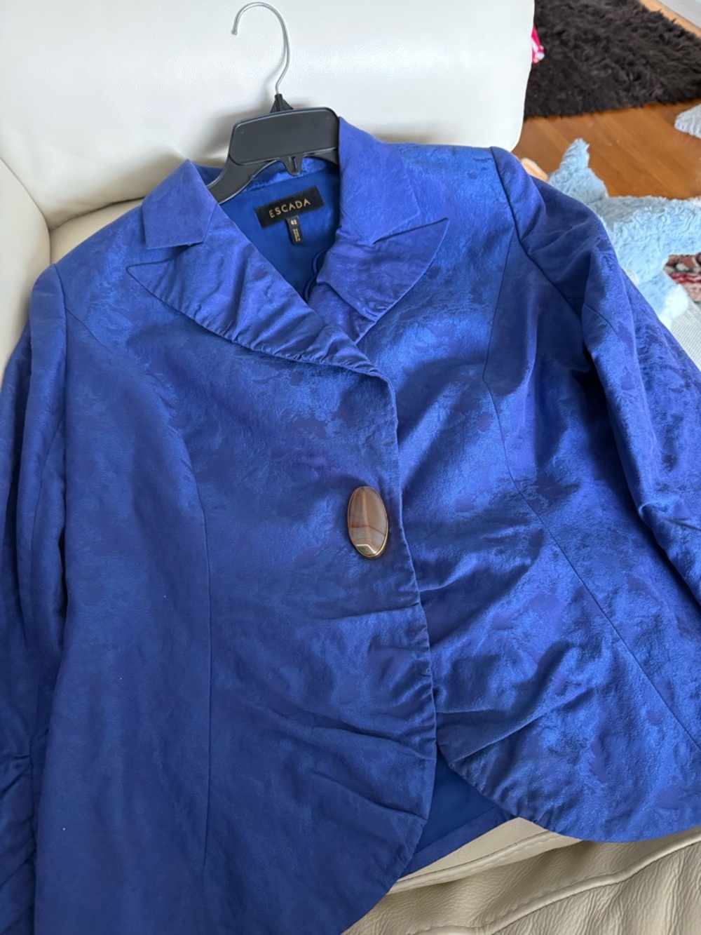 Escada Royal Blue Women's Tailored Blazer with Statement Button